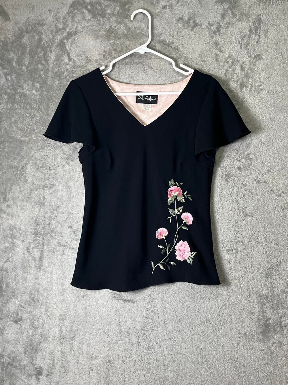 Vintage y2k Flutter Sleeve Top Floral Embroidery Romantic Y2K Cottagecore 8